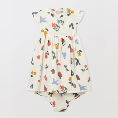 Robe portefeuille avec bloomer imprimés en coton BIO GOTS BOUT'CHOU