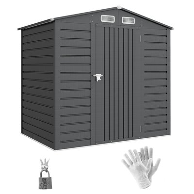 Abri de jardin 190 x 131 x 188 cm porte verrouillable tôle acier ondulé OUTSUNNY