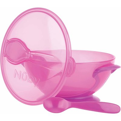 Bol ventouse avec cuillère 6m+ rose NUBY