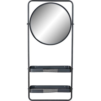 Miroir mural en métal avec étagère, Loft RECOLLECTION