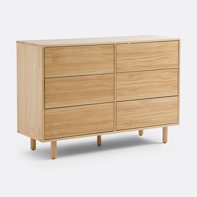 Commode 6 tiroirs pin massif, Ravi LA REDOUTE INTERIEURS