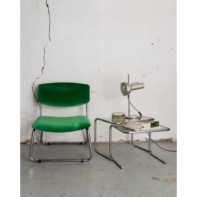 Chaise en métal et velours Diana N°366 - Bon état DEBONGOUT