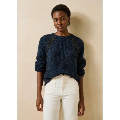 Pull manches longues col rond détail irisé LA FEE MARABOUTEE