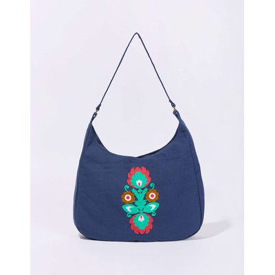 Sac besace coton uni brodé LISE LA FIANCÉE