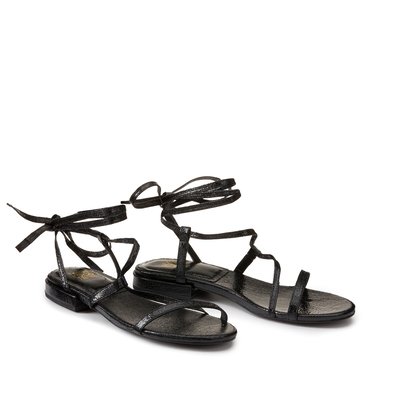 Sandales métallisées, lien cheville talon plat LA REDOUTE COLLECTIONS