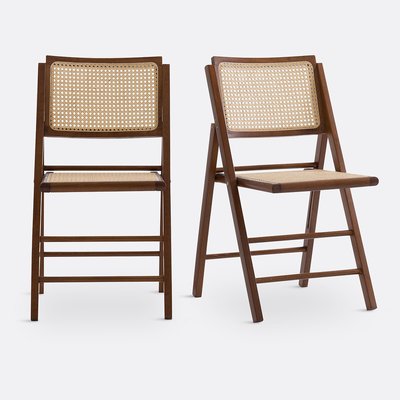Lot de 2 chaises pliantes hêtre et cannage, Rivia LA REDOUTE INTERIEURS