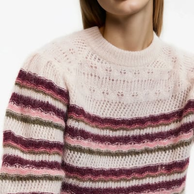 Striped Alpaca/wool Blend Jumper with Crew Neck LA REDOUTE COLLECTIONS