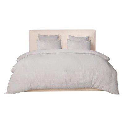 Housse de couette + taies gaze de coton lave Douce EDEN