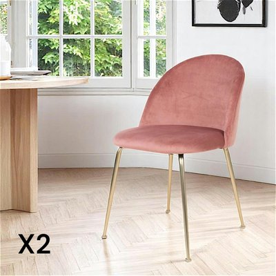 Chaise en velours rose à dossier rond (lot de 2) MONTREUX PIER IMPORT