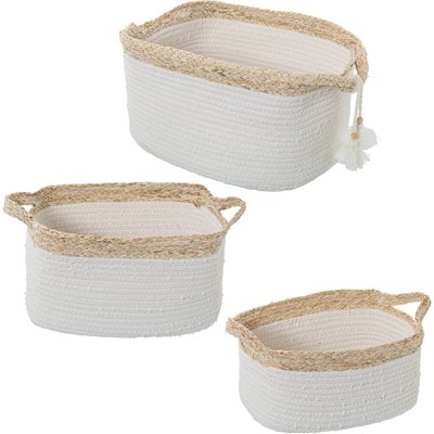 Panier en osier et coton (lot de 3) RECOLLECTION