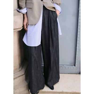 Pantalon denim large avec passants MANGO