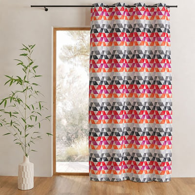 Rideau jacquard tamisant motifs triangles HOME MAISON