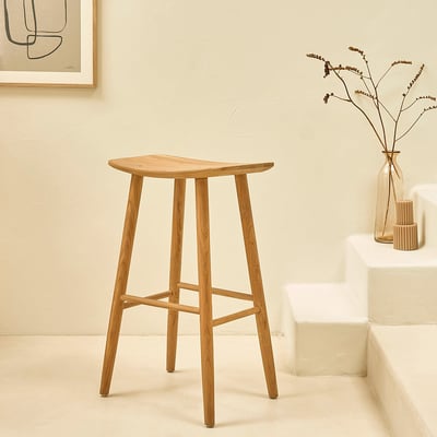 Tabouret de bar en teck massif  AMBRE BERAH GETAH