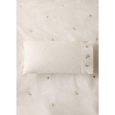 Taie d'oreiller enfant percale de coton fleur brodée 30x50 cm MANGO HOME
