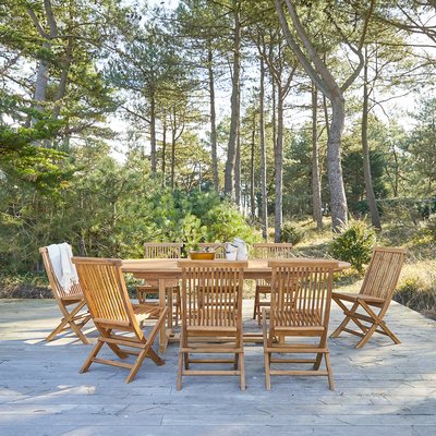 Ensemble de jardin ovale en acacia massif 8 chaises CAPRI TIKAMOON