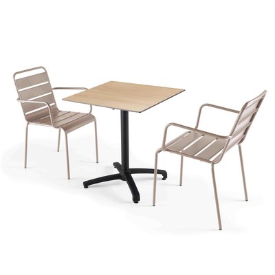 Table inclinable en HPL avec fauteuils en métal, OPERA OVIALA