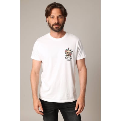 T-shirt en coton avec imprimé « tattoo shop » au dos et motif tête de mort sur le devant
 TOLUCA DEELUXE