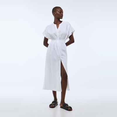 Robe midi unie en lin MONOPRIX