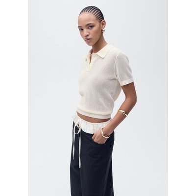 Pull-over maille ajourée col polo MANGO
