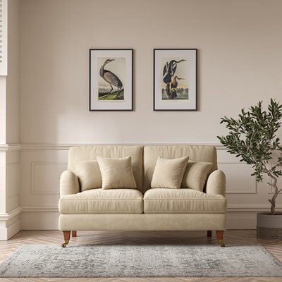 Emeline Soft Brushed 2 Seater Sofa with Antique Castor Legs SO'HOME