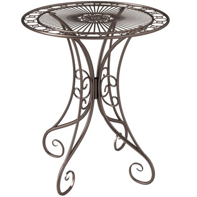 Table de jardin ronde 2 places style fer forgé dia. 85 cm métal brun OUTSUNNY