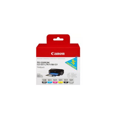 Cartouche d'encre PGI-550 PBK + CLI-511 C/M/Y/B/G CANON