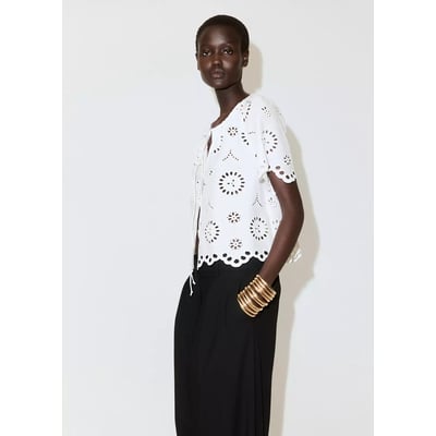 Blouse 100 % coton à broderies ajourées MANGO