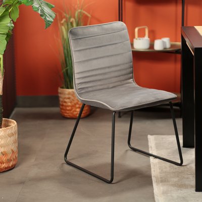 Chaise grise motif ligne (lot de 2) BURGOS PIER IMPORT
