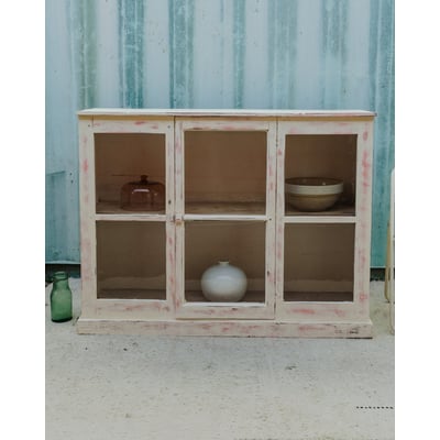 Buffet vitré en bois blanc et rose Gilbert N°1906 - Bon état DEBONGOUT