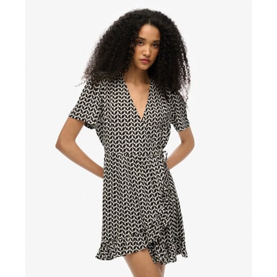 Robe portefeuille courte imprimée à manches courtes SUPERDRY