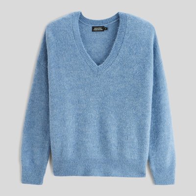 Pull col V uni contenant de l'alpaga MONOPRIX