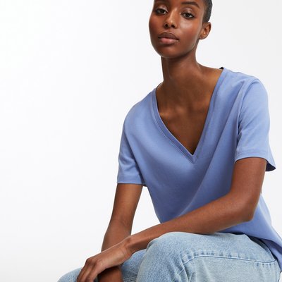 Loose Fit V-Neck T-Shirt with Short Sleeves LA REDOUTE COLLECTIONS