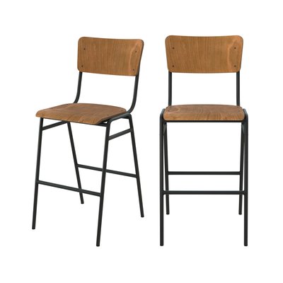 Lot de 2 chaises pour îlot central 66 cm en bois - CLEM RENDEZ-VOUS DÉCO
