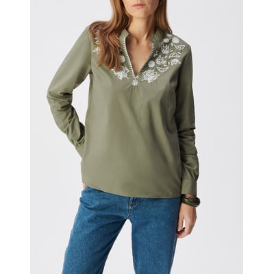 Blouse col V manches longues brodée IKKS