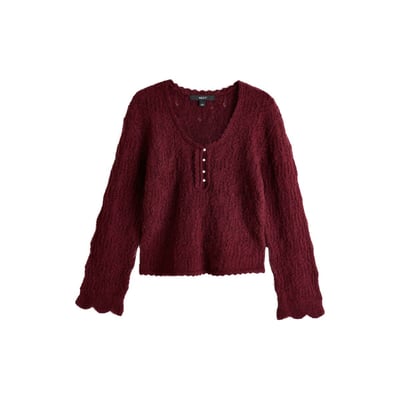 Pull en maille pointelle à col boutonné NEXT