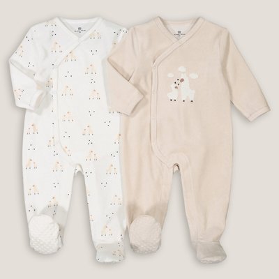 Lot de 2 pyjamas 1 pièce en velours imprimé lamas LA REDOUTE COLLECTIONS