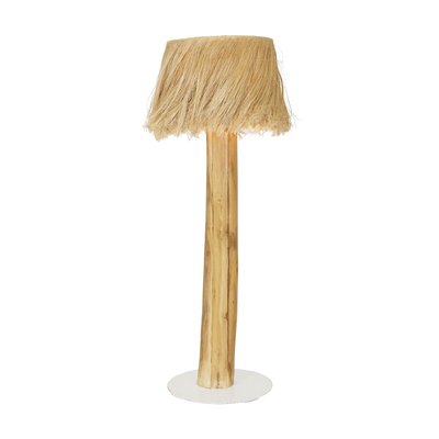 Lampadaire en bois d'acajou et abat jour en abaca NOW'S HOME