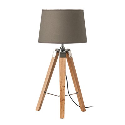 Light Wood with Silver Accents Tripod Table Lamp SO'HOME