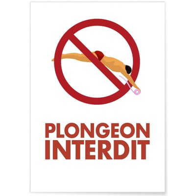 Affiche 'Plongeon interdit dans les toilettes' L'AFFICHERIE