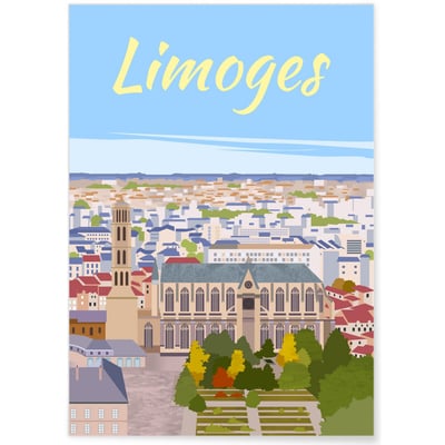 Affiche ville Limoges - Vue du ciel L'AFFICHERIE