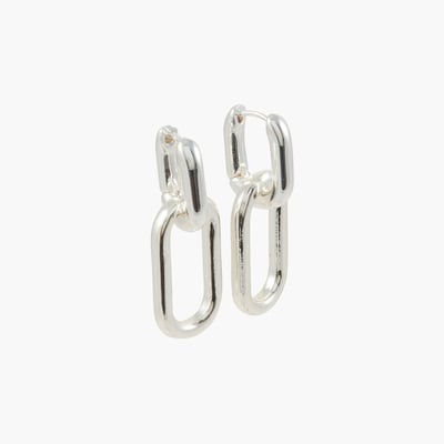 Boucles d'oreilles anneaux rectangulaires argentés BALABOOSTE