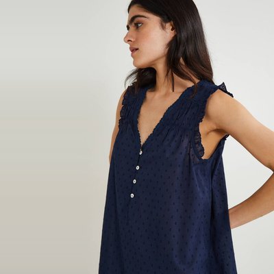 Chemise de nuit unie en plumetis de coton BIO GOTS MONOPRIX