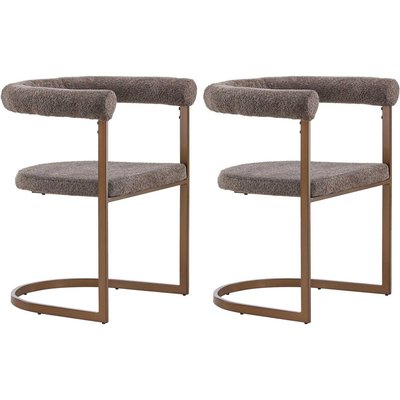 Chaise en tissu bouclette et acier marron Morning VENTURE HOME