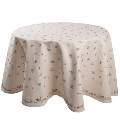 Nappe ronde 100% coton motif fleurs, poule et coq 170cm WADIGA