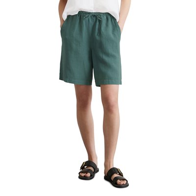 Short en lin droit avec ceinture partiellement élastique MARC O'POLO