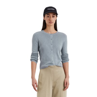 Cardigan en maille fine slim en fil de slub de coton et de lin MARC O'POLO