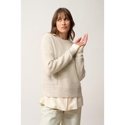 Pull Col Rond 4 Fils Gris Perle Chiné Inaya JUST CASHMERE