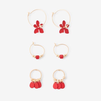 Set de 3 paires de boucles d'oreilles assorties rouges BALABOOSTE