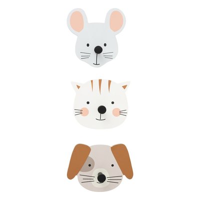 Lot de 3 patères animaux ATMOSPHERA