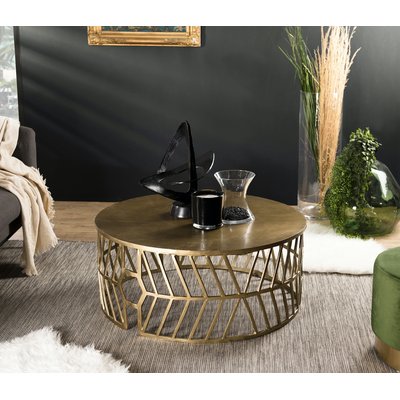 Table basse ronde design 89cm métal doré style contemporain ZALA PIER IMPORT